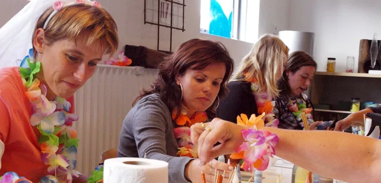 Vrijgezellenfeest in het glasatelier